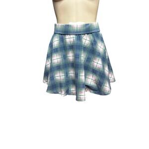Nordstrom Women’s Plaid Skirt XL 14/16 Blue Green Pleated Mini A-Line